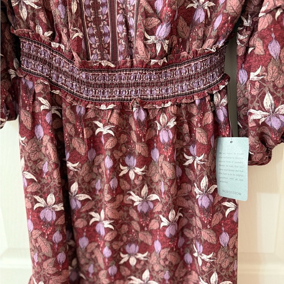 ♥️Max Studio Floral midi Dress wine plum NEW size medium v-neck - Picture 4 of 7